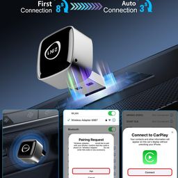 exblack 1 Year Warranty Latest 2025 Wireless Carplay and Android Auto Adapter 2-in-1 | Quick Connection & Auto Reconnect | Bluetooth 5.3 & 5.8Ghz WiFi | Easy to Use & Setup iOS & Android image 2