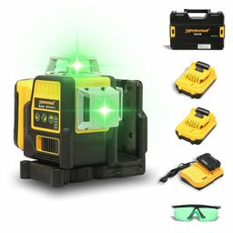 tomahawk TOMAHAWK® TLL-B-12 12 Lines Green Laser Level Pro - 25m, 3x360° 4D Green Cross Self-Leveling Professional Laser Line for Construction with Two 360° Vertical/One Horizontal Laser Level Pulse Mode image 1