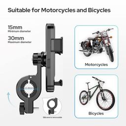 HUMBLE Mobile Holder for Bikes or Bike Mobile Holder for Maps and GPS Navigation, one Click Locking, Firm Gripping, Anti Shake and Stable Cradle Clamp with 360° Rotation Bicycle Phone Mount-Black image 5