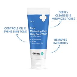 The Derma Co Pore Minimizing Clay Daily Face Wash with 1% Niacinamide & 2% PHA for Open Pores - 100 ml image 3