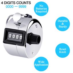 MENOLY 2 Pack Hand Tally Counter, Tally Counter Handheld 4 Digit Display Metal Manual Mechanical Counter Clicker with Finger Ring for Sport Stadium Coach Referees School Event-Silver image 3
