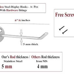 Q1 Beads 36 Peices 6 inch Stainless Steel Display Hooks for Shop & Counter Display(Chrome) image 3