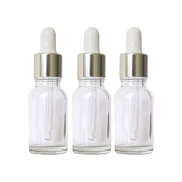Zenvista Meditech Multipurpose Empty Glass Bottle with Silver Plating Dropper For Essential Oils, Fragrances, Perfumes,Serum Bottles (15 ml) - Pack of 3 image 1