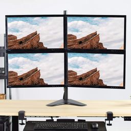 JIN OFFICE Quad Monitor Stand With 13-32" Support| 8 kg Wt. Cap. Per Monitor| Height Adjustable Four Monitor Arm| Tilt and Rotation Features image 1