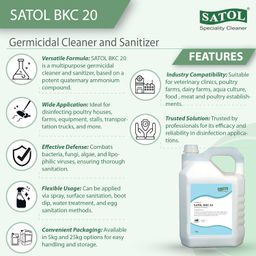 SATOL BKC 20 | Germicidal Cleaner and Sanitizer for Poultry, Dairy, and Vegetable Sanitizing, Broad-Spectrum Disinfection, Multipurpose Use | 5kg and 25kg Packaging image 2