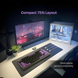 Kreo Hive Lite Wired RGB Membrane Gaming Keyboard, Ultra Silent 75% Compact Keyboard, RGB Keyboard Volume Knob, Windows Game Mode Lock Key Board Gaming with RGB Backlight Keyboard (Black, Purple) image 5