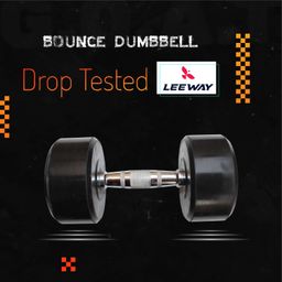 LEEWAY Rubber Coated Bouncer Dumbbells Weights, (5kg Pair)| Professional Round Dumbbells, Dumbbell Set, Dumbbell Set for home workout, Gym Dumbbell Set, Dumbbell Set of 2 (5kg Pair), black image 4