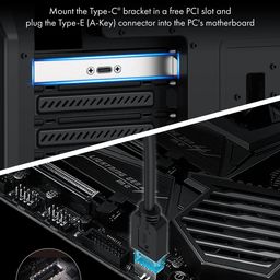 GRAUGEAR 20Gbps USB 3.2 Gen 2x2 USB-C Front Panel Type-C Adapter, Motherboard Header Extension Cable, USB-C to USB3.2 Type-E Key-A 20-Pin Connector with PCIe Bracket, 23.6 in [G-AD-ETC-10G] image 3