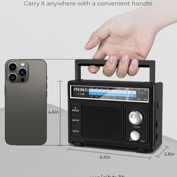 PRUNUS J-136 Portable AM FM Radio with Best Reception,D Battery Operated or Plug in Wall, Transistor Radio,Loud Speaker Support AUX in and Microphone in, Small Radios Portable image 5