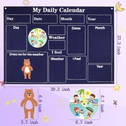 coosilion My First Daily Calendar-Preschool Classroom Must Haves, Circle Time Learning Center, Days of the Week Chart for Toddlers Learning, Classroom Calendar for Kids, 3.3Ft Felt Board for Toddlers image 2
