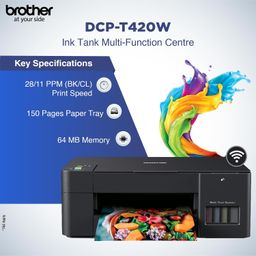 Brother Dcp-T420W All-in One Ink Tank Refill System Solid Ink Printers with Built-in-Wireless Technology, Black image 2