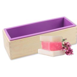 Undy Silicone Soap Mould for Soap Making with Wooden Box, Soap Loaf Mold for Handmade Soap Making, Multipurpose Rectangle Mould for Soap Resin Candles Capacity : Upto 1.2 Kg, Multicolour (1 Set) image 1