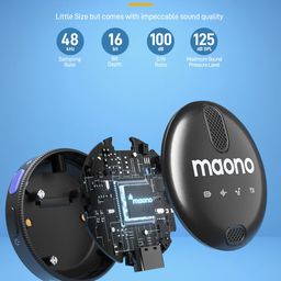 MAONO Wireless Collar Mic for YouTube PC and Type C Mobile, Noise Cancellation Lapel mic with 6H Battery, 100m Transmission, Gain, Mute, Monitoring for YouTube, Vlogging, Podcasting (WM620-Black) image 3