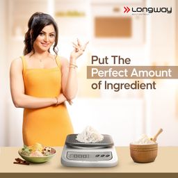 Longway LWKWS01 Multipurpose Portable Digital Kitchen Weighing Scale |Weight Machine With Back Light LCD Display |2 Year Warranty (10 kg, Gray) image 2
