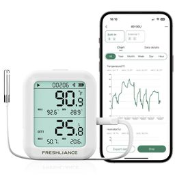 freshliance focus on fresh and safe life only Freshliance Bluetooth Temperature Humidity Data Logger with Temp&Humidity Probe, Refrigerator Freezer Thermometer Digital Temp Monitor with APP, Review Analyse Data with Graphing, BlueTag TH30R-I image 1