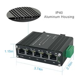hereta Mini Industrial Gigabit Ethernet PoE Switch 4-Port 10/100/1000BASE-T + 1-Uplink Port Auto-MDI/MDI-X Auto-Negotiation 10/100Mbps Half/Full Duplex &1000Mbps Full Duplex 12~48VDC Wide Range Power Input image 4