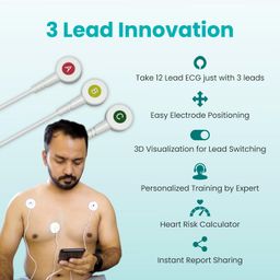 Sunfox Spandan Neo | ECG Device | Heart Rate Monitor | Detects AFib & Irregular Arrhythmias | Portable Mini ECG Machine for Home Use | Reports in 10 sec | 12 Lead ECG with 3 Leads image 4