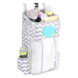 pekdi Hanging Diaper Caddy Organizer Baby Hanging Diaper Stacker with Wipes Pocket Baby Essentials Storage Diaper Stacker for Changing Table Crib Playard image 1