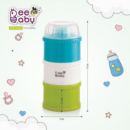 BeeBaby Store and Feed Stackable Milk Powder Container. 3 Layer Multi-Storage, Multi-Functional Food and Milk Dispenser. 100% Bpa Free, Travel Friendly. 0 Months+ (Blue) image 2