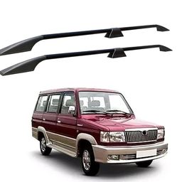 SHOPONE - Stylish Roof Rails (Drill Free) in Rocket Curve Design in Black Colour with Both Legs in Black for Qualis image 1