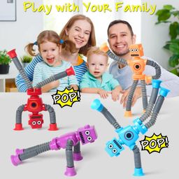 Toy Imagine Pack of 2 Flexible Fighting Robots - Interactive Toy Set with Bendable Arms & Suction Feet - Fun Battling Game for Kids & Adults(Robot) image 4