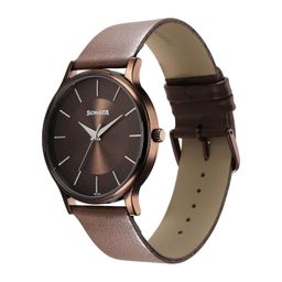 sonata Aspire Quartz Analog Brown Dial Leather Strap Watch for Men-NS77105QL02W/NT77105QL02W image 3