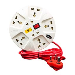 esystems Extension Board, 6 Amp Multi Plug Point Strip, Led Indicator & Universal Sockets, Fuse Protection Extension Cord (White) image 1