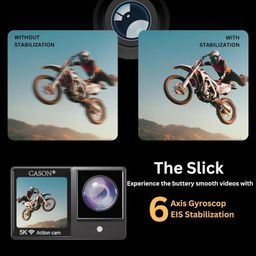 Cason CX11 5K Action Camera for Moto Vlogging/Vlogging with Flashlight,Advanced External Mic for Helmet Camera for Bike (Type c) EIS+Gyro, Touch Screen 2 x 1350 mAh Battery and Accessories(Black) image 3