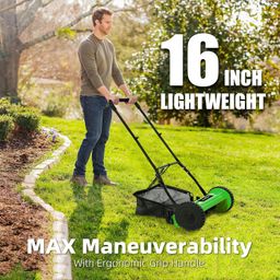 Neptune Simplify Farming Hand Push Manual Lawn Mower 16-Inch 5-Blade with 27 Liters Grass Catcher | Adjustable Handle Height | Grass Cutter Machine Sweeper for Home Garden and Park Greening image 2