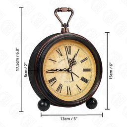 about SPACE Vintage Alarm Clock Round Silent Analog Table Clock Non-Ticking with Roman Numerals, Hanging Hook - Battery Powered for Home Office Students Kids Bedroom - Metal (Battery not Included) image 2