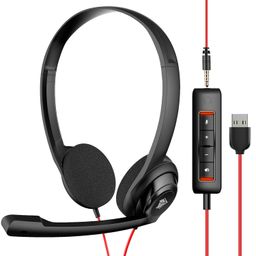NUBWO USB Headset with Microphone for Laptop PC, headphones with Noise Cancelling Microphone for Computer, On-Ear Wired Office Call Center Headset for Boom Skype Webinars, In-line Control, Lightweight image 1