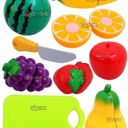 Toyshine Realistic Sliceable 7 Pcs Fruits Cutting Play Toy Set, Can Be Cut in 2 Parts, Assorted image 2