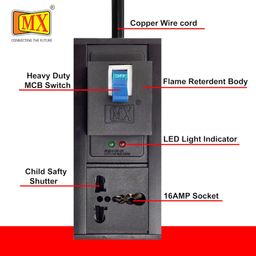 MX 16 amp Extension Cord Single Socket Extension Board 6amp - 16amp to 5amp Plug Heavy Duty Power Cord 10 Meter (3000W) with 32amp MCB Switch (0.75 Sq.mm ISI Marked) AC Line Fault Detector image 3