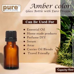 Pure Source India Empty 15 ML Amber Glass Bottle With Leak-Proof Euro Dropper And Cap With Seal,Suitable To Store Essential Oil,Medicine Etc...(Set of 6 Pcs) image 5