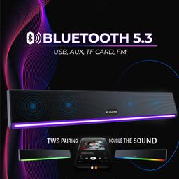 E GATE C222 | 24W Soundbar Bluetooth Speaker, Dual Drivers + Dual Passive Radiators for 2X Bass, Ambient RGB Light, Upto 9 Hrs Backup, Call Function, TWS, AUX, USB, mSD and FM - eGate Sound bar image 5
