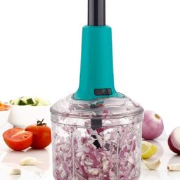 generic Manual Hand Press Push Chopper with 6 Blades 1000 ML for Effortless Chopping Vegetables & Fruits Chopper Mixer Cutter to Cut Onion, Salad, Tomato, Potato(Multicolor 1000 ML) image 3