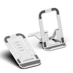 ls lapster quality assured Lapster Grey Desktop Foldable Mobile and Tablet Holder, Designed with ABS Material, Offers Multiple Viewing Angles and Features Anti-Slip Strips for Added Stability-Grey. image 1
