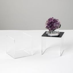 Kcgani Clear Acrylic Boxes for Collectibles Display, Removable Countertop Storage Box Cube Organizer Stand Riser, Dustproof Protection Showcase for Crystals Minerals Slab Fossil Coral, 3x3x3Inch image 3