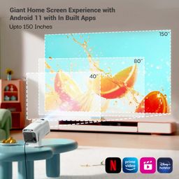 Lifelong LightBeam Pro Smart Projector for Home, Native 1080p with 4K Support, 4500 Lumens, Android 11 with Built-in apps (Netflix, Prime, YouTube) Freestyle Design, Speaker, WiFi, 150" Max Display image 3