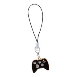 Gaming Controller Phone Charm, Black Console Gamepad Pendant with Cord Strap image 1