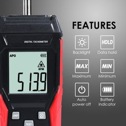 gain express Digital Tachometer 3~100000RPM Non-Contact and Contact Range from 3 to 19,999 RPM Handheld Speed Meter with Backlight, Max/Min/AVG RPM for Automotive Diagnostics, Industrial Machinery, HVAC Systems image 2