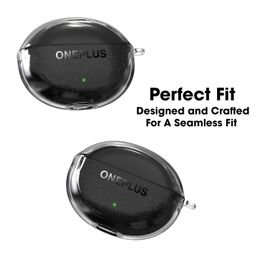 Sounce Earphone Case Cover Compatible for OnePlus Nord Buds 3 Pro, Soft Silicone Skin Case Cover Shock-Absorbing Protective Case with Keychain [Front LED Visible] (Transparent) image 2