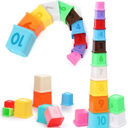 FIRSTCRY INTELLISKILLS Premium 10 Pcs Stackable Blocks & Sequencing Cubes Toy for Kids, Activity&Learning Toy for Babies,Toddlers,Preschoolers,Brain Development,Nesting Montessori Toys for 1+ Years image 1