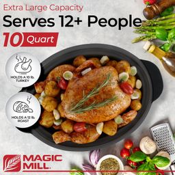 magic mill Magic Mill, Extra Large 10 Litre Metal Searing Pot with Clear Tempered Glass Lid Multipurpose Slow Cooker Lightweight Pot Can Be Placed Safely on the Flame image 4