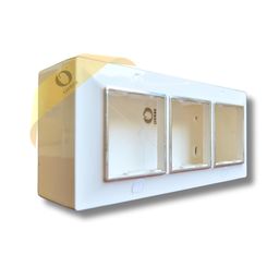 ORMOR Modular Surface Mount Gang Box (6 Module-White) Silver Line Glossy Premium Polycarbonate Box for Universal Standard Modular Electrical Switches image 1