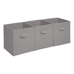 Amazon Brand - Solimo Foldable Storage Cubes, Set of 3, Grey image 1
