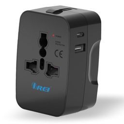 Orei Universal Charger Adapter with Type C - 3 in 1 International Travel Adapter - Universal Travel Adapter All in one with 1 USB-A, 1 USB-C (2.4A Each) and Universal Output Socket - 10 Year Warranty image 1
