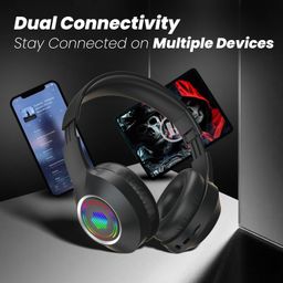 truke Newly Launched BTG 500 Over The Ear Gaming Headphone with 40mm Drivers, 10H of Playtime, Dual Pairing, Gaming Mode (50ms Latency) with RGB LEDs, TF Card with Volume Control, BT 5.4(Metal Black) image 5