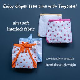 Tinycare New Born Baby's Cloth Nappies For Kids & Infants, Ultra Soft Knitted Strawberry Print Comfy Langot/Nappy/Diapers with strings (Pack of 10) Washable and Reusable-Size-S image 5