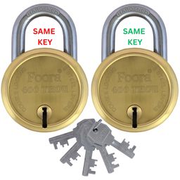 Foora Same Key Lock 400 Thou Gold Padlock - Heavy Duty, Double Locking, Hardened Shackle, 8 Lever Mechanism, 65mm (2 Locks Open with Single Key) - Perfect for Home, Door, Gate, and Shutter Security image 1